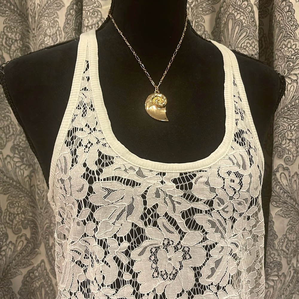 chaser gray/cream Lace Racerback tank camisole
